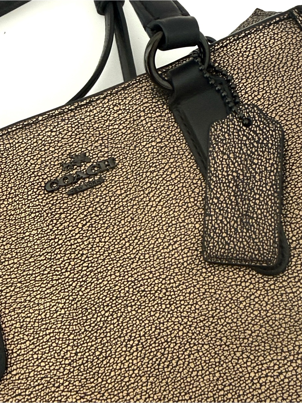 Coach Metallic Gold and Black Pebbled Crossbody Bag